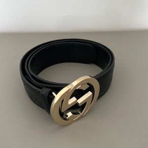 Gucci black leather belt size 90